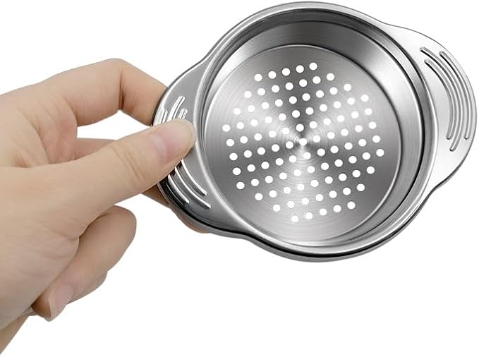 Silver Stainless Steel Food Can Strainer Sieve Metal Tuna Press Filter Canning Lid Colander Oil Drainer Kitchen Tools for Beans Vegetables