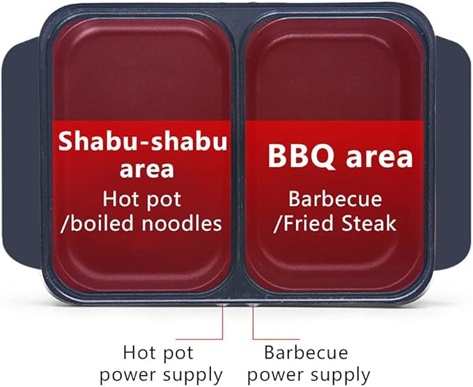 Electric Grill Hot Pot 2 in 1,Mini Electric Hot Pot BBQ Grill Kitchen Smokeless Shabu Cooking Pan 1200W,Multifunctional Grill Pan Indoor for Korean BBQ, Steaks, Shabu Shabu and Noodles (Black)