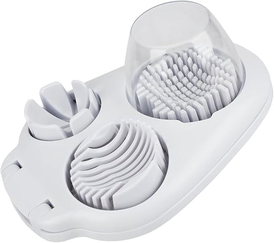 3 in 1 Egg Slicer for Hard Boiled Eggs, Suitable for Strawberry Slicer Grape Cutter, Egg Slicer for Hard Boiled Eggs,Stainless Steel Dicer,For Kitchen Vegetable Cutting Tool - White