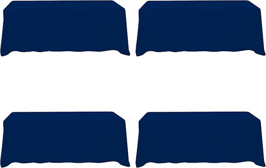 BRILLMAX 4 Pack Navy Blue Tablecloths 90 x 156 Inch for 8ft Rectangle Tables - 150 GSM Polyester Fabric, Floor Length Drop, Water, Stain & Wrinkle Resistant Cloth Cover for Wedding Reception Banquet