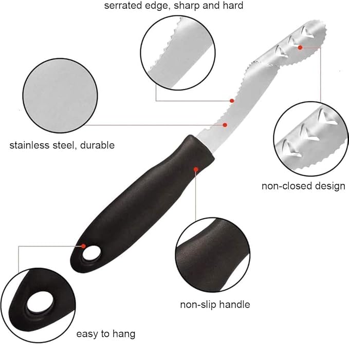 Jalapeno Corer Tool with Serrated Slice and Rubber Handle Easily Seed Remover or Slice off Vegetables tops for Efficient Cooking and Grilling