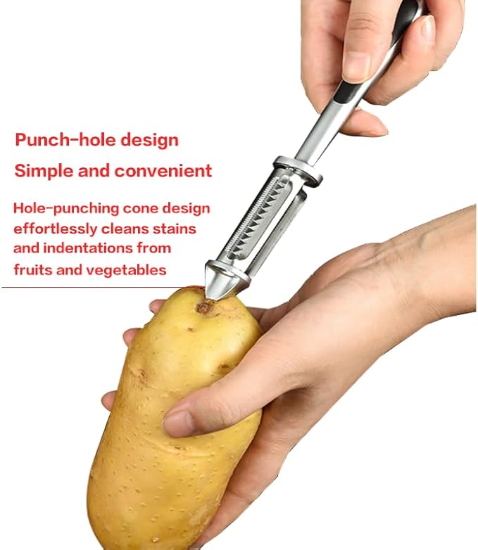 Zinc Alloy Kitchen Peeler Multi-Purpose Peeler For Fruits Vegetables And Various Foods Features Interchangeable Blades For Peeling Shredding Coring And Bottle Opening (A)