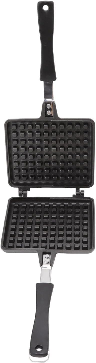 Waffle Baking Mold, Non Stick Cast Aluminum Waffle Maker, Easy Operation Square Waffle Pan for Stovetop, Indoor Outdoor Cooking, Uniform Heating with Thermal Insulation Handle