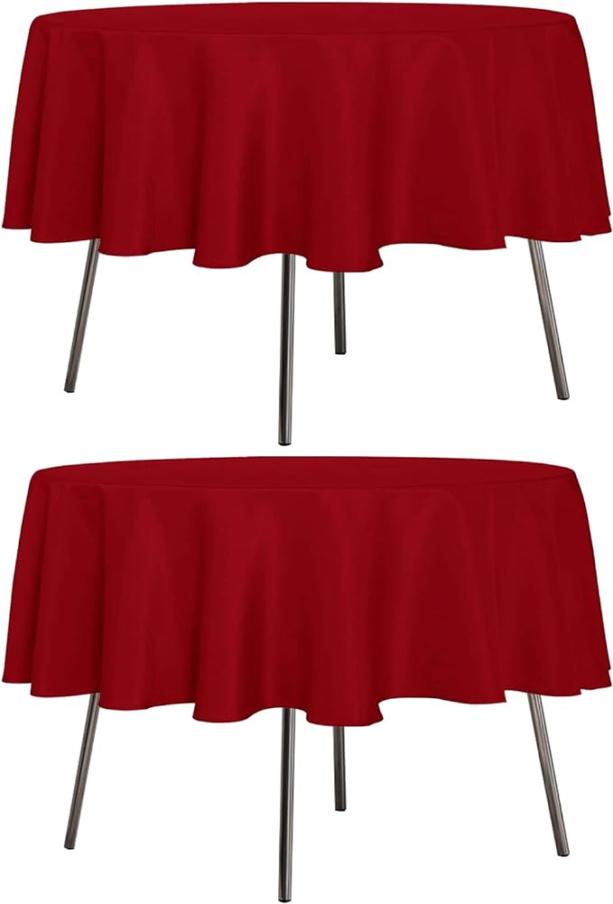 sancua 2 Pack Round Tablecloth 70 Inch Red, Stain and Wrinkle Resistant Table Cloth - Washable Polyester Table Cover for Dining Tables, Buffet Parties and Camping