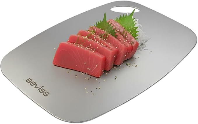 Beviss 100% Pure Titanium Cutting Board 13.66" x 9"- BPA Free, Non-Porous & Durable Kitchen Chopping Board for Meat, Vegetables, Fruits
