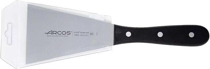 Arcos Universal Series Black Spatula - Nitrum Stainless Steel Blade 5"x3.5" - Polyoxymethylene Handle - Resistant to High/Low Temps (-40ºC to 150ºC) - Stainless Steel Riv