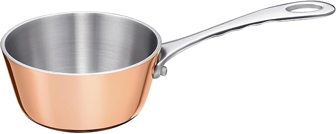 KC-Emier Mini Sauce Pan, Tri-Ply Stainless Steel Pot with Stay-Cool Handle Heating Sauce Gravy & Oil (5oz/150ml) - Copper