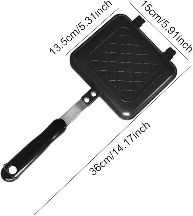 Double-Sided Frying Pan, Sandwich Maker, Double-Coated Non-Stick Grilled Sandwich and Panini Maker, Waffle Pancake Snack Griddle Pan Kitchen Tortillas Sandwich Maker