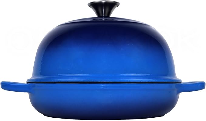 OLLAKOK Dutch Oven for Bread Baking Bread Oven for Sourdough Bread Baking, Enameled Cast Iron Dutch Oven Pot with Lid 5 qt Cast Iron Bread Pan, Blue