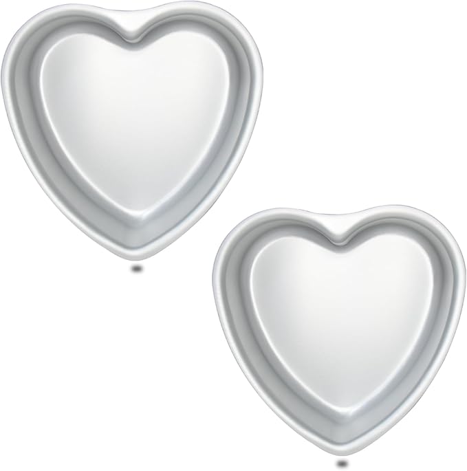 kefyixc Set of 2 Heart-shaped cake pan, heart-shaped cake tin, aluminum, 8-inch heart-shaped, for weddings, parties, family and other occasions cake (8 x 2 Inch,Set of 2)