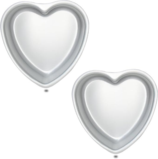 kefyixc Set of 2 Heart-shaped cake pan, heart-shaped cake tin, aluminum, 8-inch heart-shaped, for weddings, parties, family and other occasions cake (8 x 2 Inch,Set of 2)