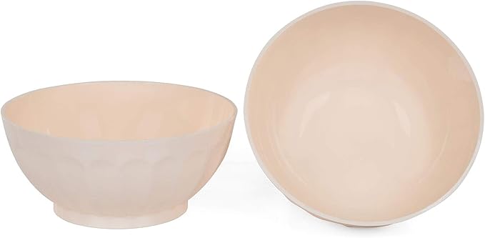 Mintra Unbreakable Plastic Bowl, CREAM 4pk - Large, 1.8L, 60oz, 7.75inW x 3.25inH - (Part Of A Set) - Salad, Snacks, Breakfast Cereal, Fruit, Popcorn, Soup, Colorful, Shatterproof, BPA Free