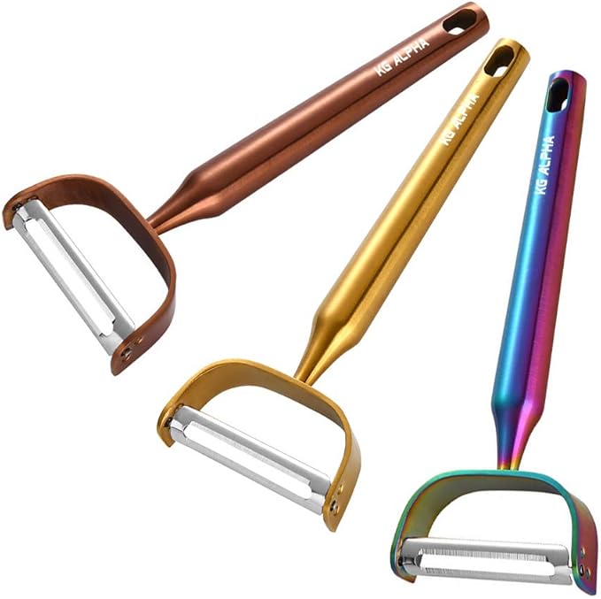 Vegetable Apple Peelers for kitchen, Fruit Carrot Veggie Potatoes Peeler, Heavy Duty Y-Shaped Stainless Steel Peelers, with Ergonomic Non-Slip Handle sharp Blade, Dishwasher Safe Rainbow Color