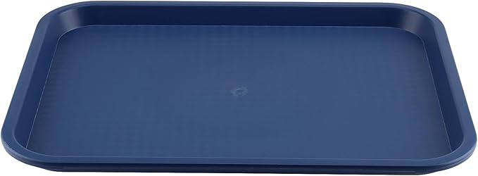 ZOENHOU 14 Pack 14 x 10 Inch Plastic Fast Food Tray, Rectangular Cafeteria Trays Serving Tray Bulk, Lunch Trays for Serving Home Restaurant Dinning Room Organization, Blue