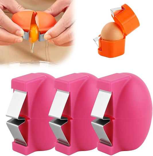2026 New Egg Shell Opener, Stainless Steel Egg Cracker Tool, Multifunctional Egg Shell Opener for Raw & Hard-Boiled Eggs, Handheld Kitchen Gadget for Easy Peeling & Separating (3, Pink)