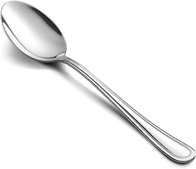 Teaspoon Set of 12, E-far 6.7 Inch Stainless Steel Spoons for Kitchen or Restaurant, Non-toxic & Mirror Polished, Easy to Clean & Dishwasher Safe