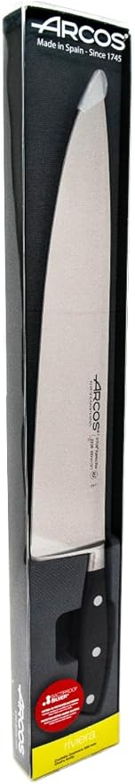 Arcos Forged Chef Knife 12 Inch Stainless Steel. Multi-use Professional Cooking Knife for Cutting Meat and Vegetables. Ergonomic Polyoxymethylene Handle and 300mm Blade. Series Riviera. Color Black