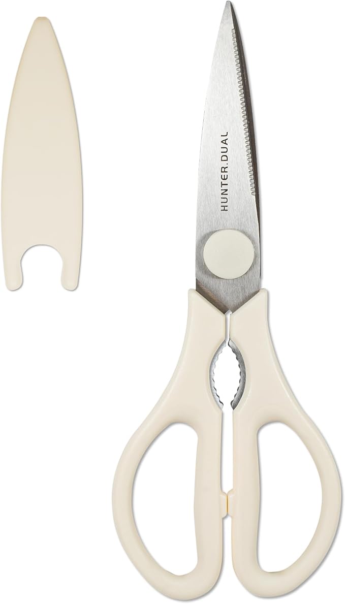 Kitchen Scissors for Food, HUNTER.DUAL Heavy Duty Come Apart Poultry Shears for Cooking, All Purpose for Cutting Chicken, Meat, Fish & Vegetables (Cream, 8.35 Inch)