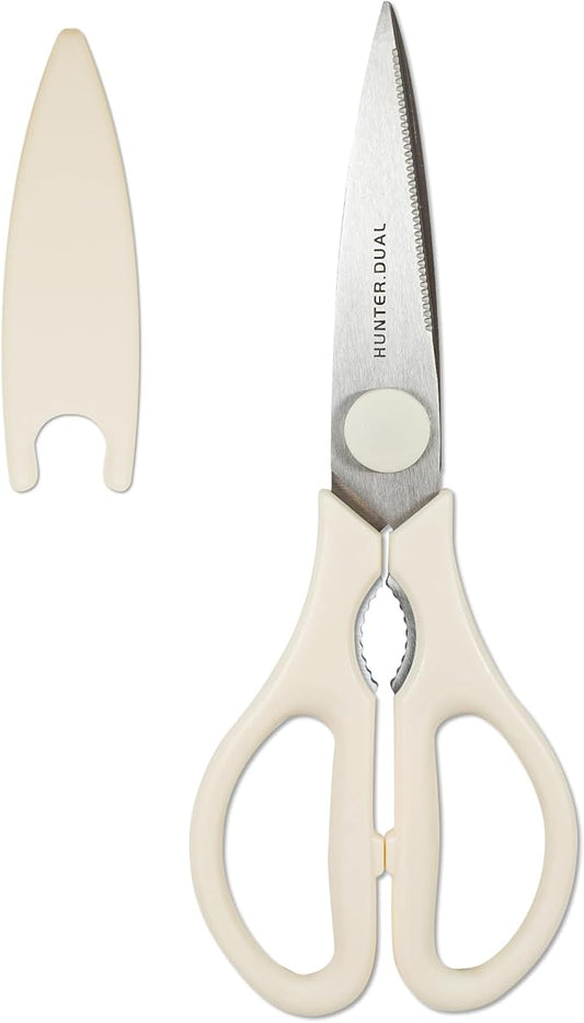 Kitchen Scissors for Food, HUNTER.DUAL Heavy Duty Come Apart Poultry Shears for Cooking, All Purpose for Cutting Chicken, Meat, Fish & Vegetables (Cream, 8.35 Inch)