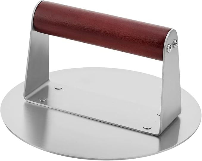 Stainless Steel Burger Press 6.3-Inch Bacon & Grill Press, Versatile for Pressing Bacon Burger Steak Dough Essential Kitchen Outdoor Grilling Tool