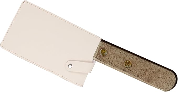 PATIKIL PU Leather Knife Meat Cleaver Sheath, Waterproof Chef Knife Guards Wide Knife Protector Cleaver Cover for Home Kitchen, White