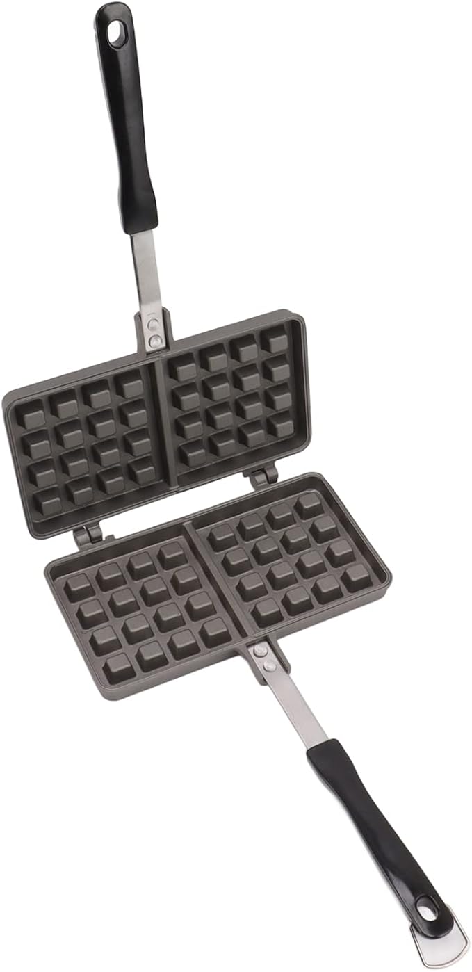 Waffle Maker Pancake Baking Pan, Non Stick Waffle Mold with Flat Bottom, Aluminum Alloy Waffle Iron for Stovetop Cooking, Ergonomic Handle for Easy Grip
