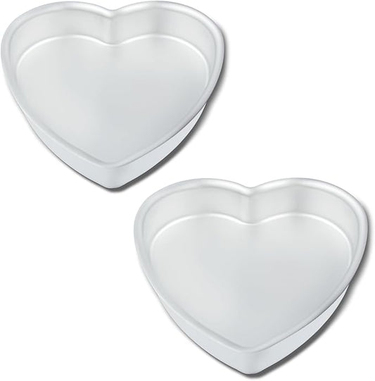 kefyixc 10 Inch Heart Shaped Cake Pans,2 Inch Deep,Aluminum Heart Shaped Cake Pan,Safe Oven,Suitable for party, birthday, gathering, other occasions cake (10 x 2 Inch,Set of 2)