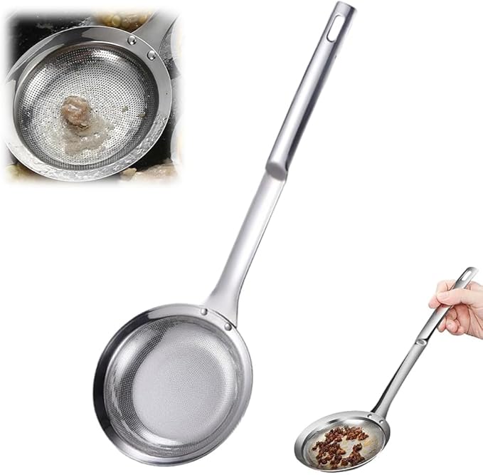Fine Mesh Stainless Steel Colander, 2025 New Fine Mesh Strainer for Cooking Oil Strainer Skimmer Spoon Food Strainer Kitchen Gadgets (Large)