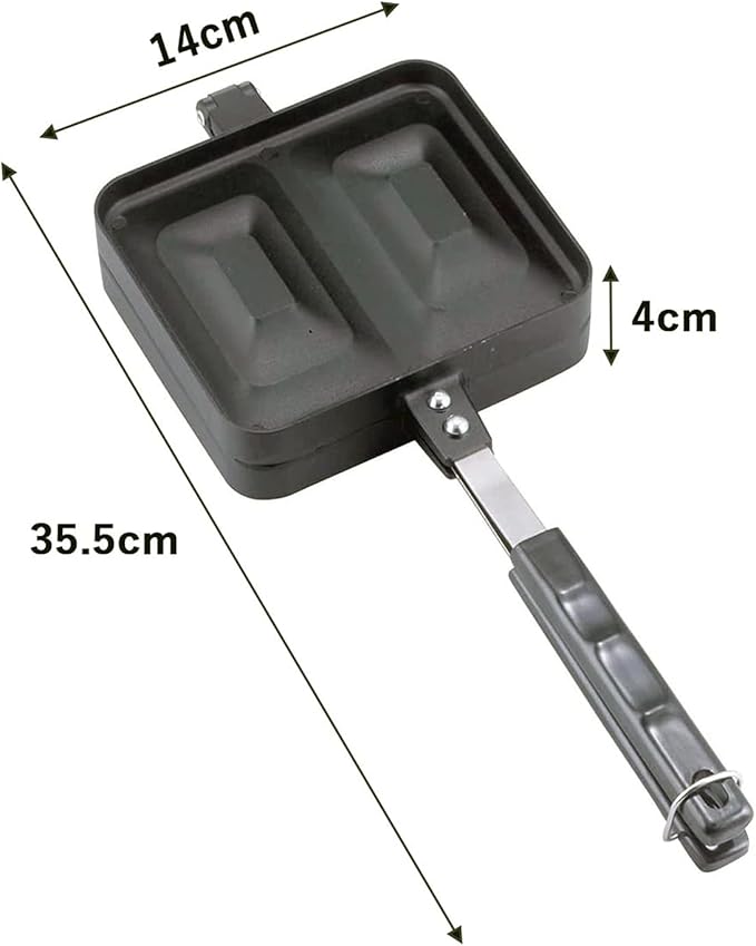 Shimomura Kihan 20415 Tsubamesanjo Hot Sandwich Maker, Black, Made in Japan, Aluminum Diecast, For Direct Fire, For Gas Stoves, Ear Crimp, Lightweight, Outdoor, Camping