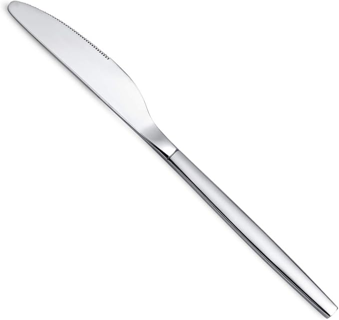 Berglander Dinner Knives Set Of 6, Stainless Steel Shiny Modern Dinner Knife, Butter Knife Table Knives Dishwasher Safe