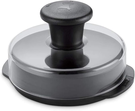 Weber Original Burger Press, Black – Creates Perfect Flat 1/4 lb & 1/2 lb Patties with Built‑in Dimple, Detachable Handle & Nylon Grip