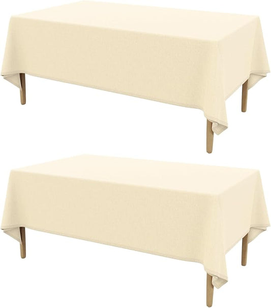 AUSSPVOCT 2 Pcs Textured Linen Table Cloth for Rectangle Table - 52x70 Inch Cloth Tablecloth Rectangular Waterproof Washable Fabric Dining Table Cover for Christmas Holiday Party Kitchen Decor