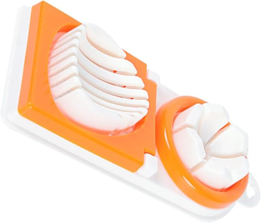 Toyvian Multifunctional Egg Slicer and Boiled Egg Cutter with Dual-head Design Orange Sturdy Kitchen Food Slicing Tool for Hard Boiled and Fruit Preparation