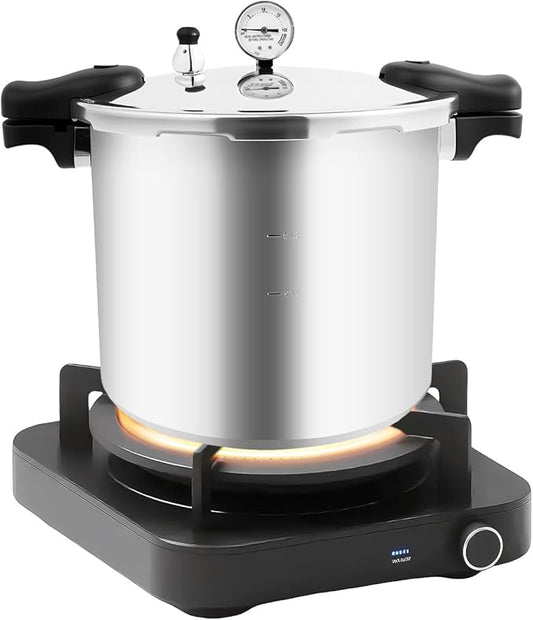 23 Qt Thickened Explosion Proof Pressure Canner, 90Kpa Aluminum Pressure Cooker with Pressure Gauge, for Apartment, Camping, Motor Homes
