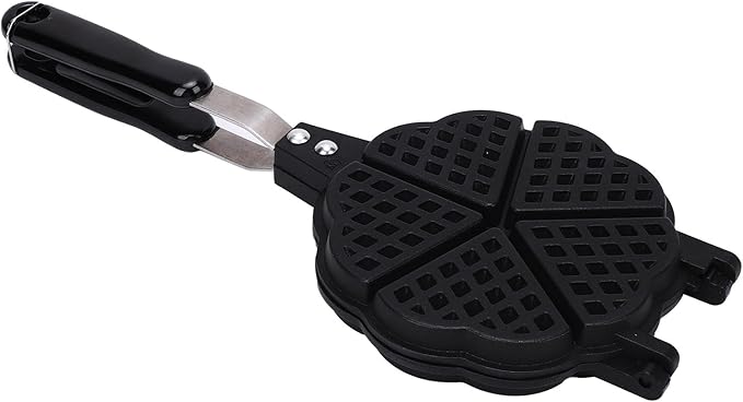 Mini Waffle Maker Stovetop, 5 Heart Shape Aluminum Waffle Pan with Flip, Portable Non Electric Waffle Iron for Camping, Dorm, Small Kitchen