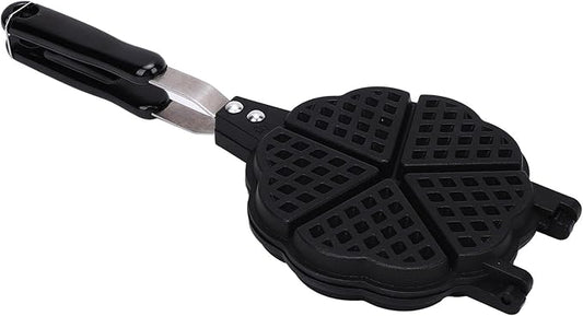 Mini Waffle Maker Stovetop, 5 Heart Shape Aluminum Waffle Pan with Flip, Portable Non Electric Waffle Iron for Camping, Dorm, Small Kitchen
