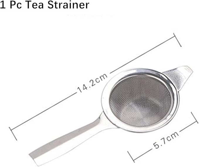 Fine Mesh Strainer with Long Handle, Stainless Steel Mini Tea Strainer with dripping bowl, for Straining Teas and Cocktails or Sifting Flour, Sugar, Spices, and Herbs(Silver)