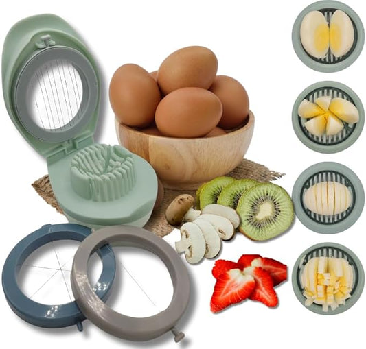 3 in 1 Multifunctional Egg Slicer with Stainless Steel Blades and Storage Box for Hard Boiled Eggs and Fruit