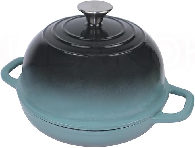 OLLAKOK Dutch Oven for Bread Baking, Enameled Cast Iron Dutch Oven Pot with Lid, Bread Oven for Sourdough Bread Baking, Cast Iron Bread Pan, 5 qt Cyan