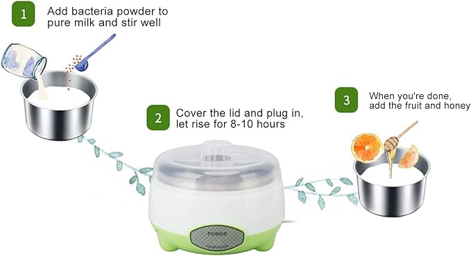 Haofy 15W Yogurt Maker Stainless Steel Container for Homemade DIY Yogurt Making with Energy Saving Heating Suitable for Families Easy to Use for Yogurt Preparation at Home