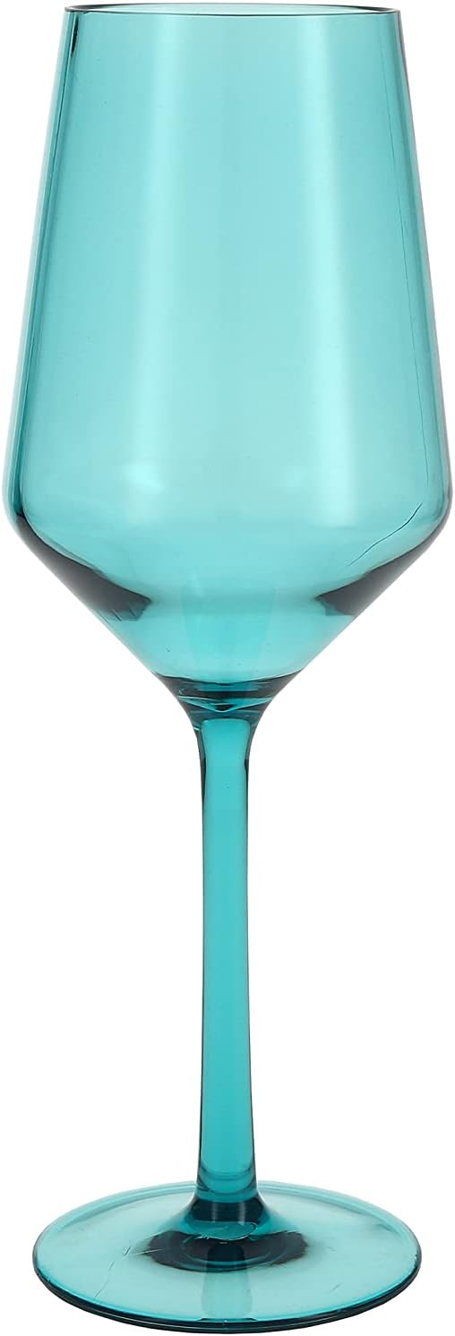 Fortessa Sole Outdoor Shatter Resistant BPA Free Premium Copolyester Plastic Drinkware 6 Pack, Aqua Sky Blue Green, Sauvignon Blanc Glass