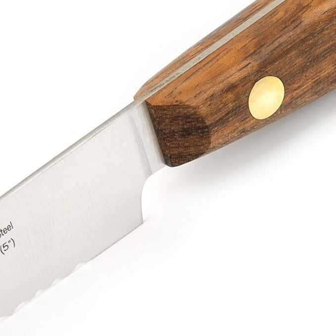 Arcos Tomato Knife 5 Inch Stainless Steel. Kitchen Knife for Vegetables. Ovengkol Wood Handle 100% natural FSC and 130mm Blade. Series Nordika. Color Brown.