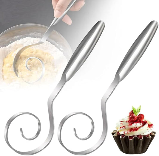 10In Seamless Dough Whisk, Stainless Steel Bread Dough Whisk Tool, Kitchen Gadgets for Sourdough Bread Baking, Whisking, Pizza, Pastry, Cake Batter, Biscuits, Easy to Clean (2Pcs)