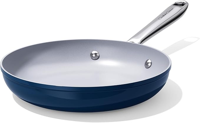 Nonstick Ceramic Frying Pan 8 inch for All Cooktops, PTFE/PFOA/PFAS Free, Even Heat Distribution Oven Safe up to 500°F, Healthy Non Toxic Skillet with Stay Cool Handle, Navy Blue