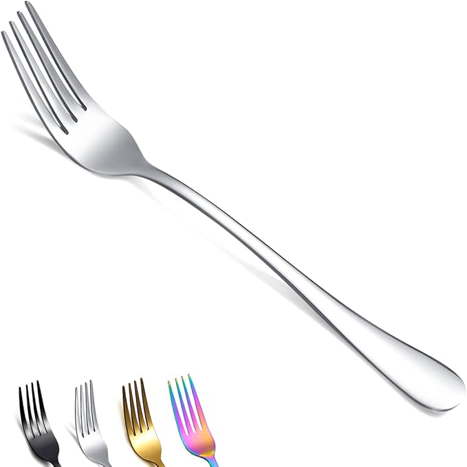 Dinner Forks Set of 6, Berglander 7.9" Stainless Steel Shiny Mirror Fork Set, Forks And Spoons Silverware, Table Forks Set Sturdy And Dishwasher Safe