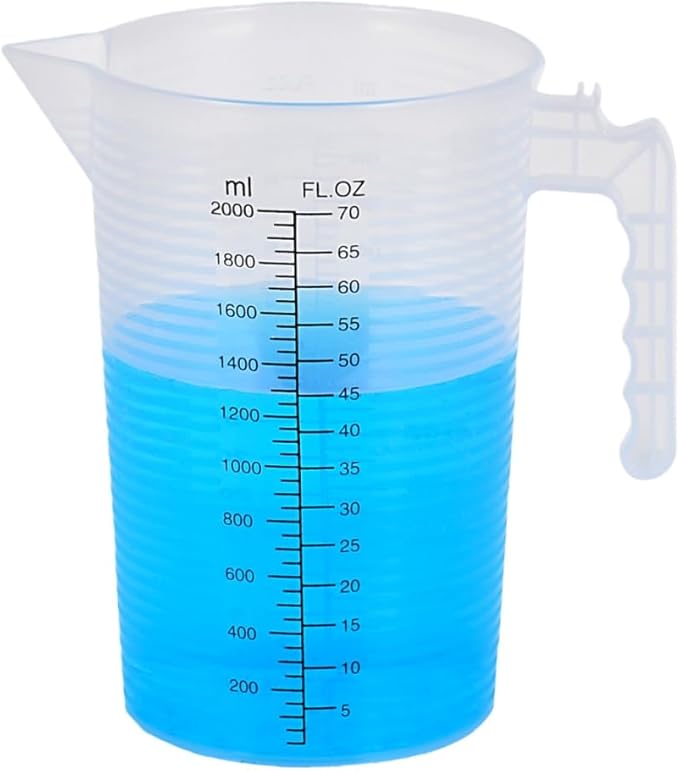 Large Measuring Pitcher for Kitchen, 70oz/2000ml Transparent Plastic Container with Handle, Dual Scale Markings (70oz / 2000ml)