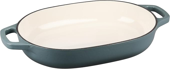 EDGING CASTING Enameled Cast Iron Oval Dutch Oven Pot with Lid, Dutch Oven for Sourdough Bread Baking, Oval Bread Pan, Bread Oven, Bread Dutch Oven, 7qt, Slateblue