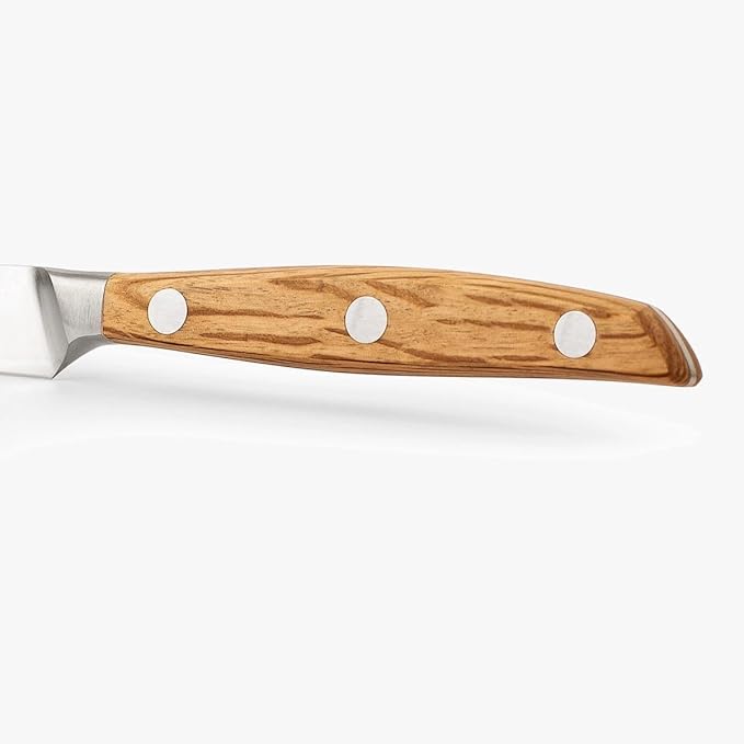 Arcos Jose Andres Paring Knife | 4-Inch Forged Knife for Fruit & Vegetable Peeling | NITRUM Stainless Steel Blade with Silk Edge | Light Brown Holm Oak Handle