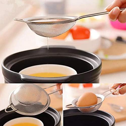 3 Pack - 3.8", 3.2", 2.8" Diameter Stainless Steel Fine Mesh Strainer with Sturdy Handle and Hook