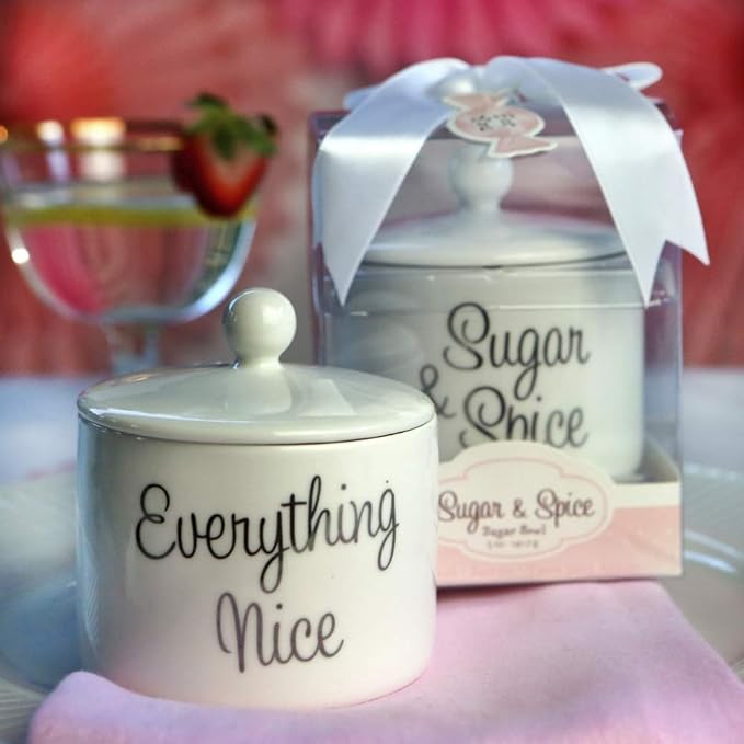 Kate Aspen Ceramic Sugar Bowl, Spice and Everything Nice, White